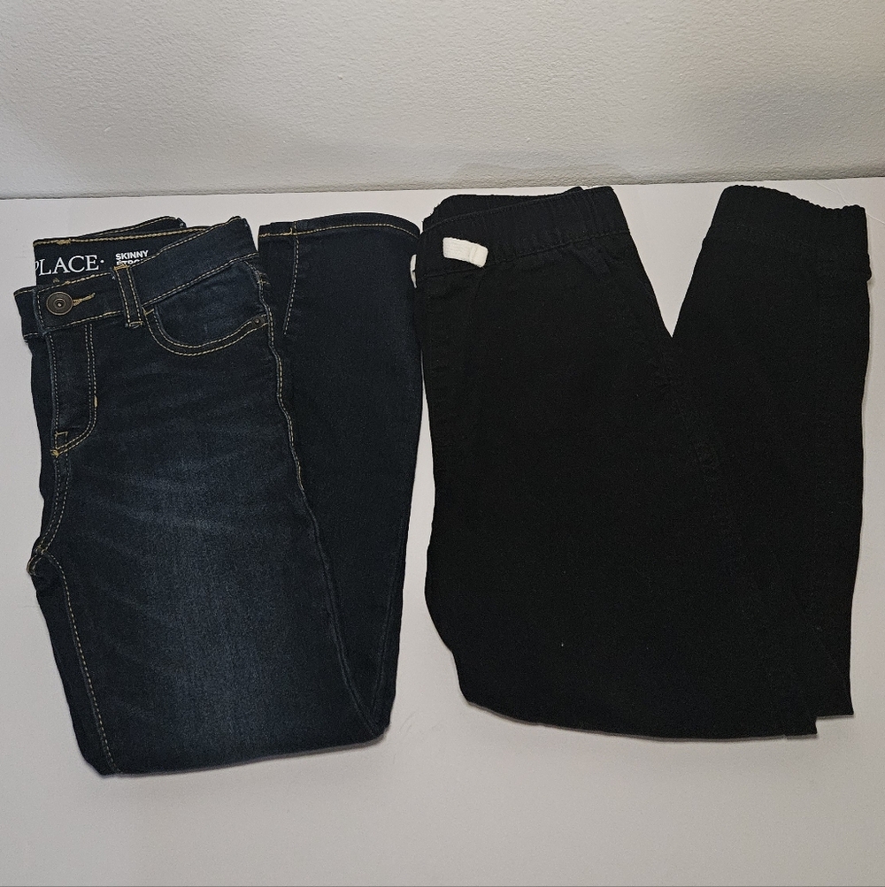 The Children's Place Dark Blue and Thereabouts Black Kids Pants Size 6 2pcs - Picture 2 of 9
